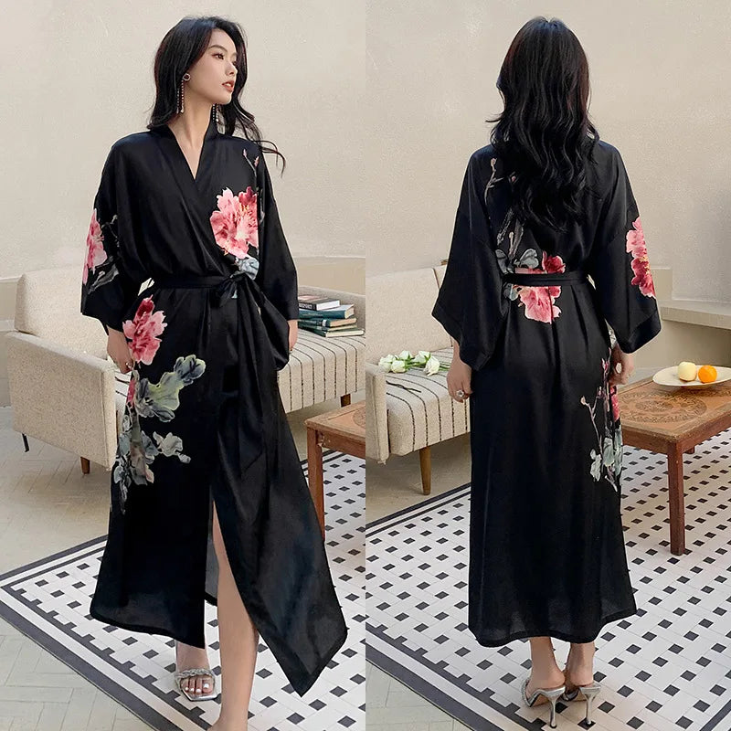 Summer Ice Silk Pajamas Bathrobes
