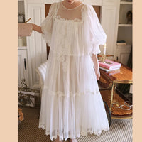Princess White Vintage Round Neck Nightdress