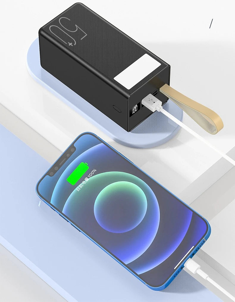 80000mAh Power Bank with LED Display Worldwide Plugs Portable Charger with LED Light High Capacity Polymer Battery Long Travel