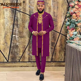 African Clothes for Men Agbada , Shirts, Pants, and  Hats 4 Piece Set - A2216013