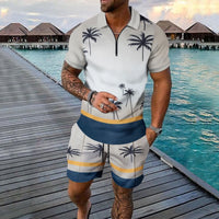 Casual Coconut Print Shorts Two-Piece Suit