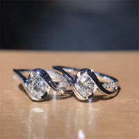 Sparkling 9 Women Shinning White Sapphire Wedding Ring Cubic Zirconia Jewelry Gifts Size 6-10