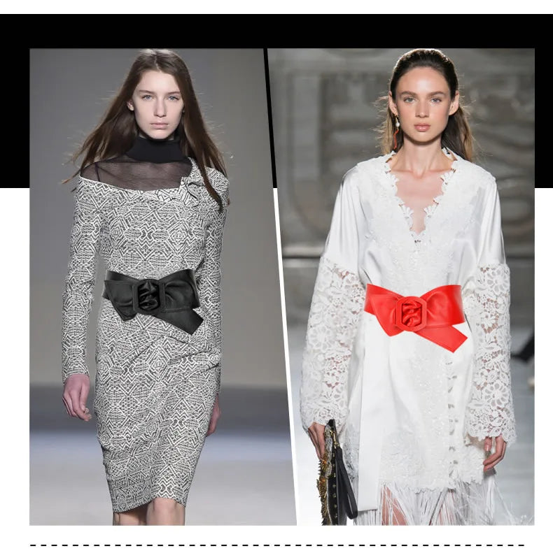 Women Belt for Dress Genuine Leather Bowknot Wide Belts Wrap Waistband Coat Corset Designer Luxury Brand Cummerbunds Waistbelt