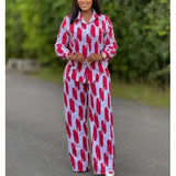 African Fashion Stripe Printed Two Piece Set