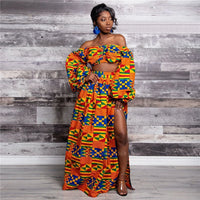 Afro Women 2-piece Set Lady Full Sleeve Shoulder Off