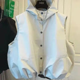 Double Pocket Casual Versatile Work Sleeveless Hooded Vest