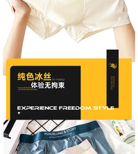 3PCS/Pack Luxury Ice Silk Satin-like Boxers Summer Smooth Cool Solid Men's Underpants Breathable Mesh Crotch Panties Underwear