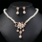 Personality flower Pearl Wedding Necklace Earring