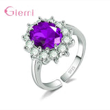 Elegant Fashion Sunflower 925 Sterling Silver Color Wedding Engagement Rings