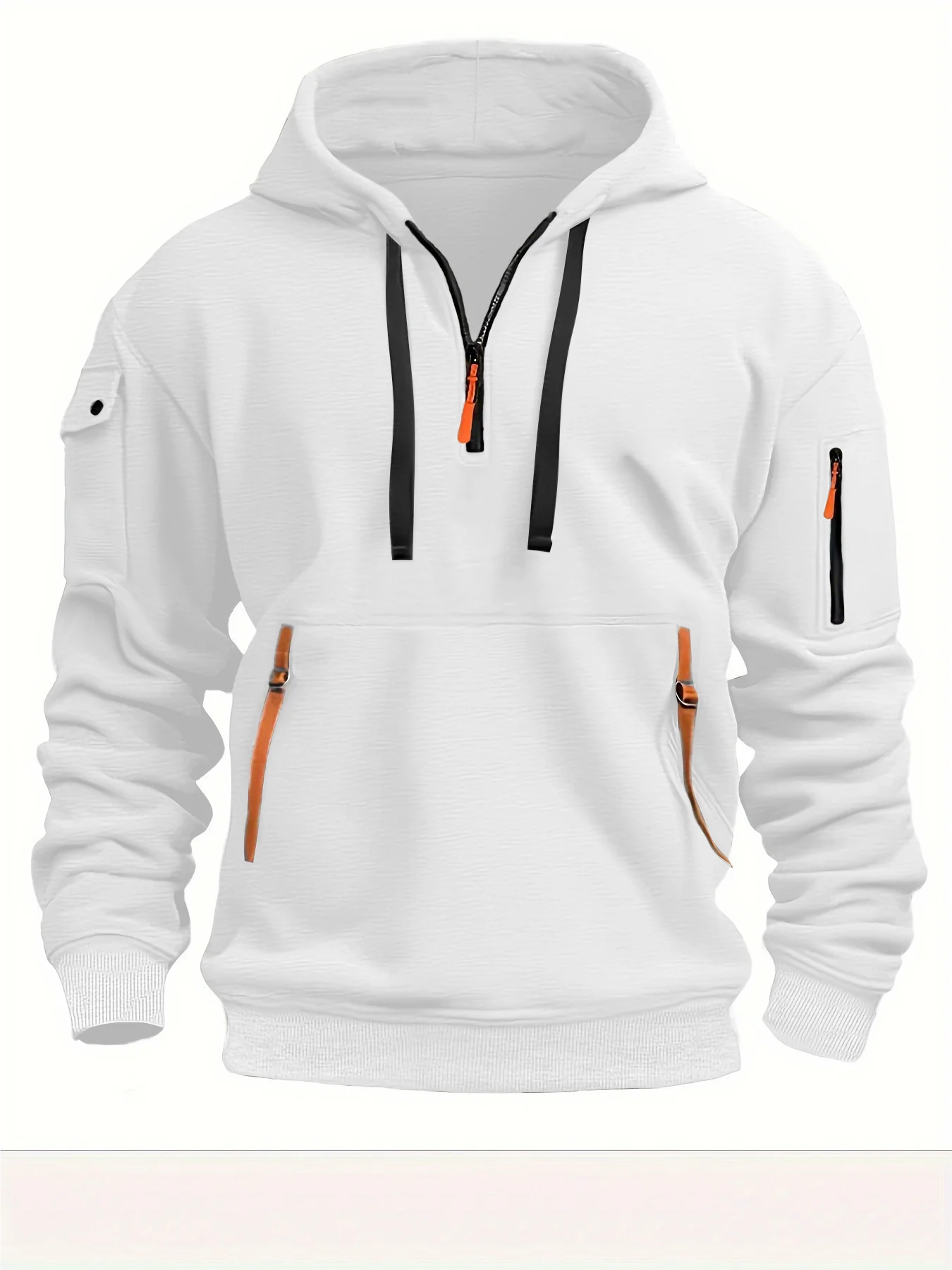 Multi Pocket Zipper Fleece Hoodie