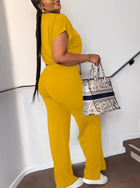 Women Casual Round Neck Drawstring Set