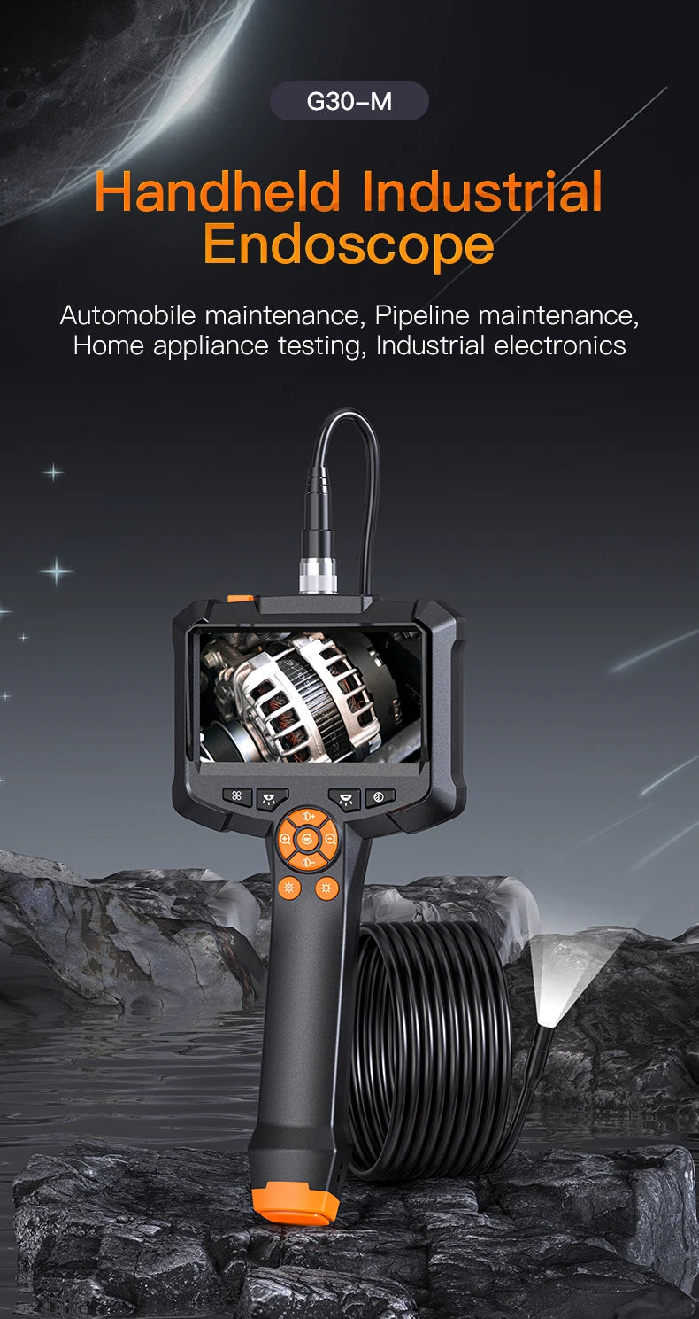 Industrial Endoscope Camera 4.3 "Single Dual Lens HD 1080P Car Inspection Borescope IP67 Waterproof Sewer Camera With LED