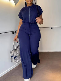 Women Casual Round Neck Drawstring Set