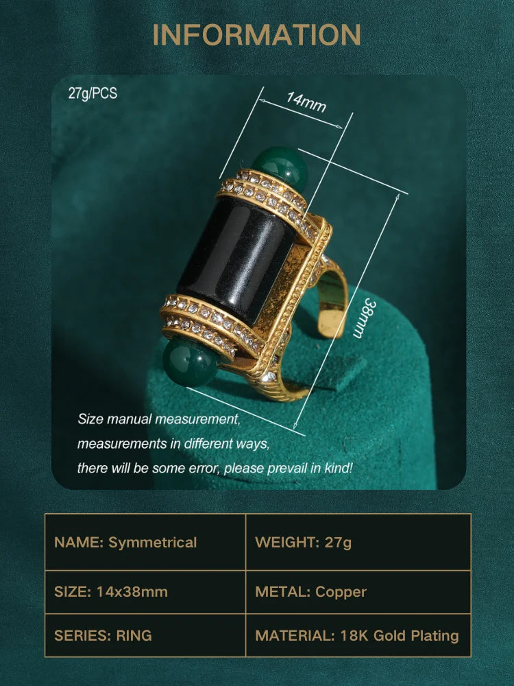 18K Gold-Plated Symmetrical Design Decorative Ring for Women