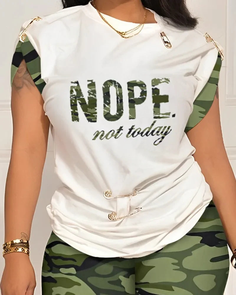 Casual Sensible Digital Printed Skirt Suit