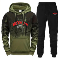 Daily Mens Tracksuit Casual Letter Printing Splash-ink Hooded Sweatshirts Sports Jogging Mens Clothing Single Piece Tops Pants