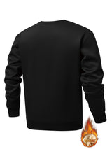 Men's winter sportswear set; warm fleece round neck sweatshirt and men's drawstring sport pants