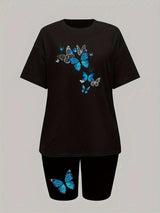 Women's Butterfly Printed Two-Piece Set