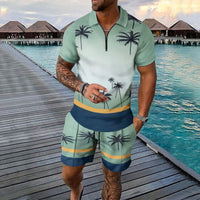 Casual Coconut Print Shorts Two-Piece Suit