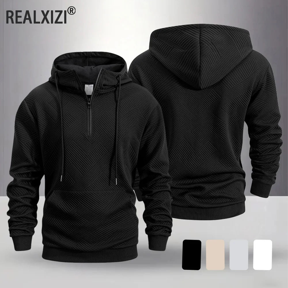 Spring and Autumn Zipper Hooded Casual Sweatshirt