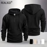 Spring and Autumn Zipper Hooded Casual Sweatshirt