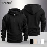 Spring and Autumn Zipper Hooded Casual Sweatshirt