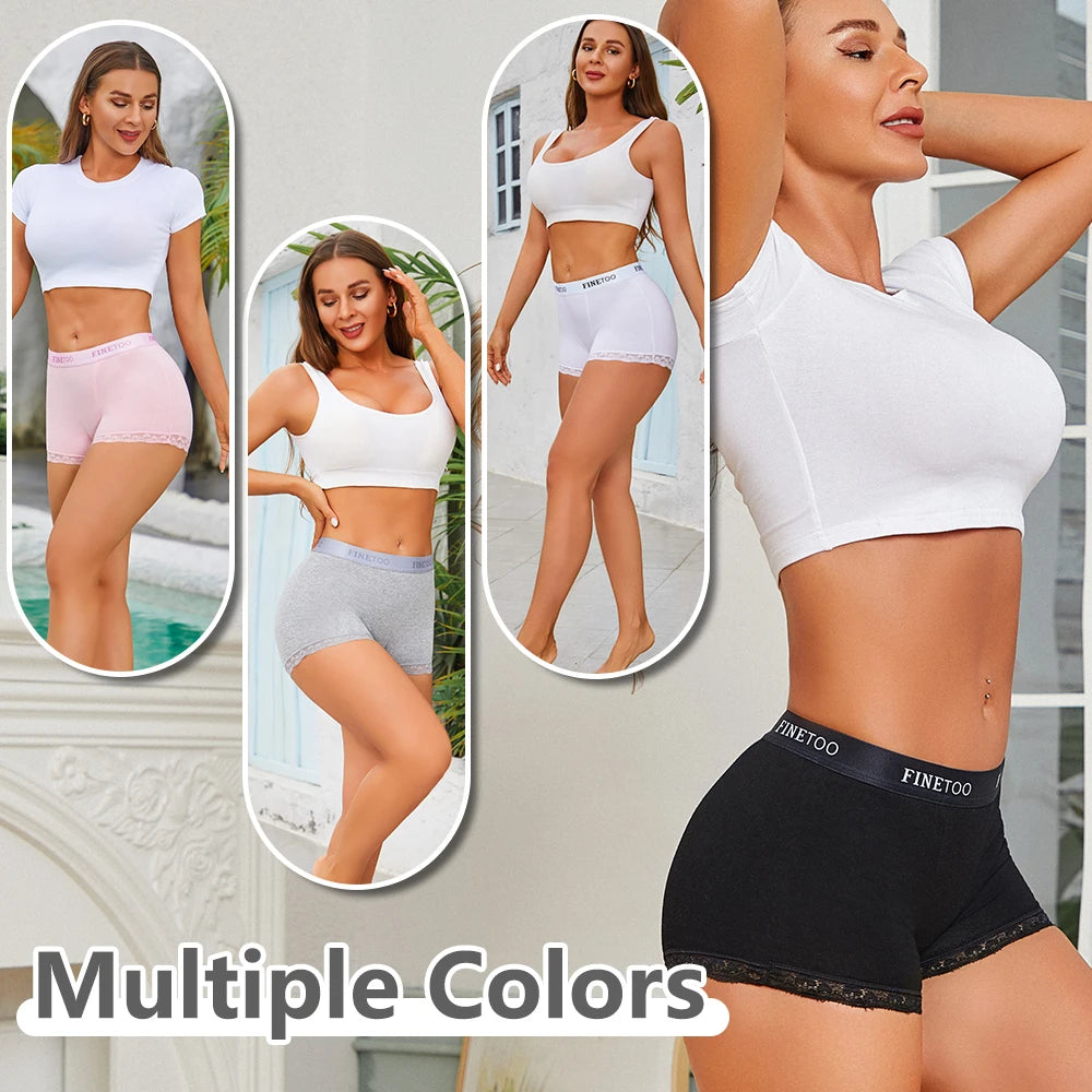 3Pcs Women's Lace Panties Cotton boxer briefs Seamless Sports Boxers Underwear Female Briefs Lingerie Intimate Underpant S-XXL