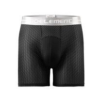 Men's Boxers Shorts Ice Silk Mesh Underwear Cueca Breathable U Convex Pouch Panties Man Middle Long Leg Underpants Large Size