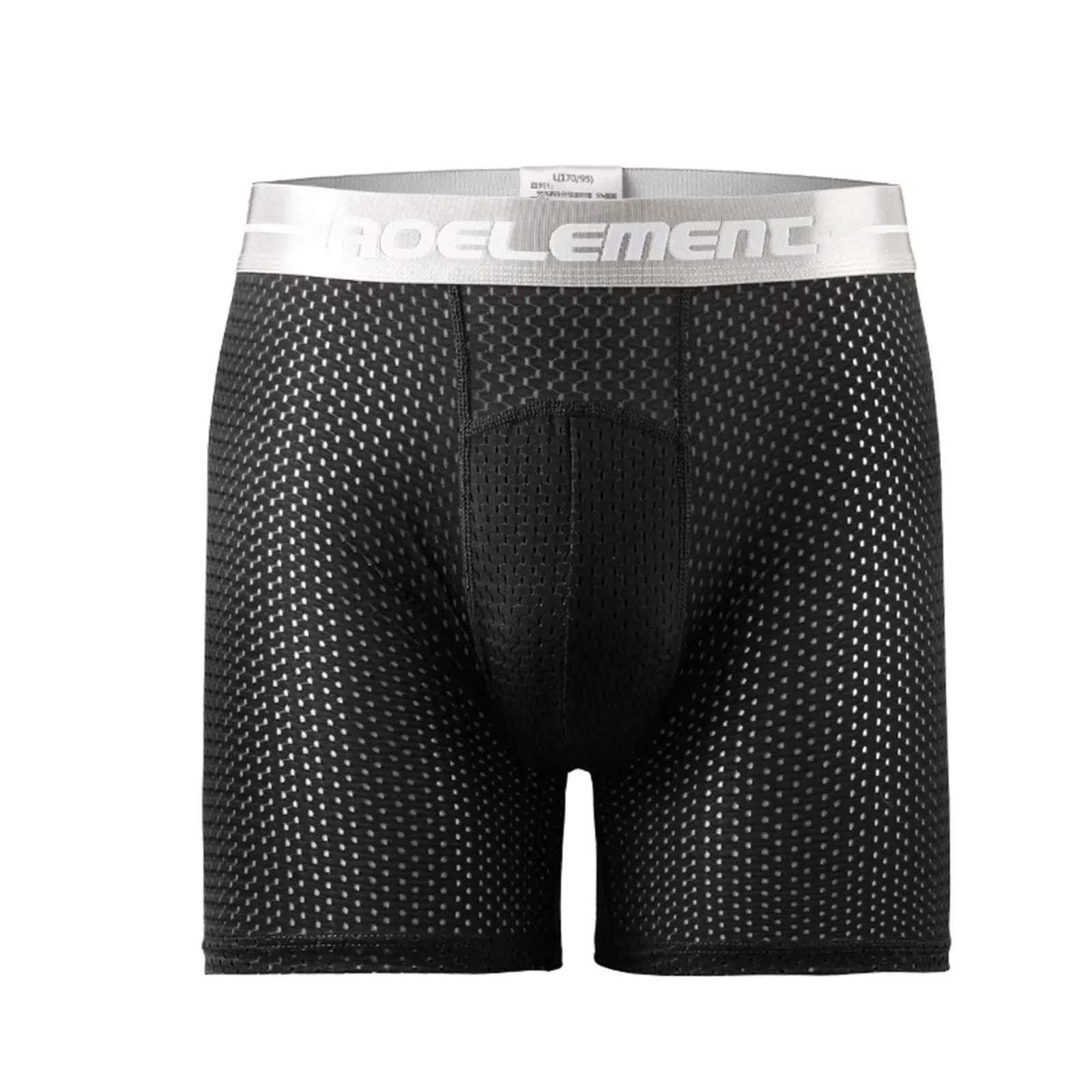 Men's Boxers Shorts Ice Silk Mesh Underwear Cueca Breathable U Convex Pouch Panties Man Middle Long Leg Underpants Large Size