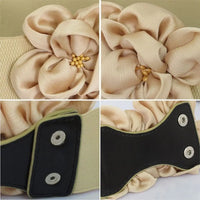 Women Fashion Floral Wide Elastic Belt Casual Trendy Waist Band Chic Ladies Dress Cummerbands Skirt Dress Coat Decor Accessories