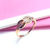 14K Rose Gold Inlaid Gemstone Rings For Women