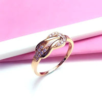 14K Rose Gold Inlaid Gemstone Rings For Women