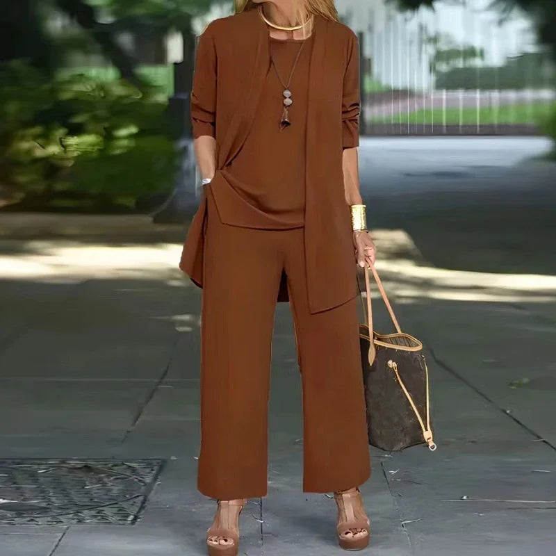 Casual O Neck Vest Cardigan Three Piece Set