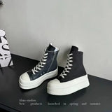 Women Punk High Top Flats Black Boots