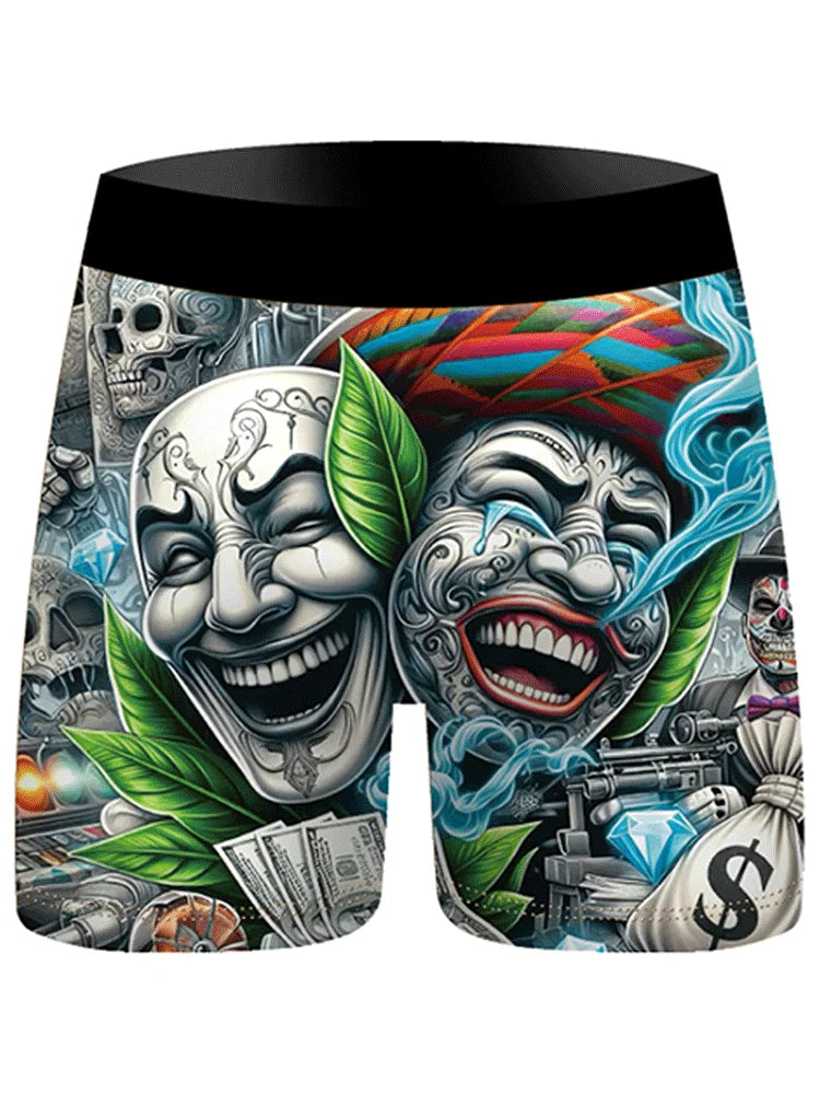 4Pcs Boxer Men's Underwear Soft Sports Breathable Four-season Men's Underwear Trendy Fashion Pop Print Boxer Underwear