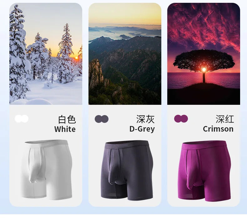 1PCS Mens Long Legs Underwear Separate Ball Pouch Breathable Comfort Sport Seamless Boxer Trunks Shorts Calzoncillo Hombre