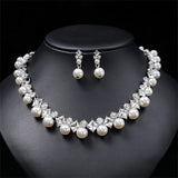 Personality flower Pearl Wedding Necklace Earring