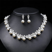 Personality flower Pearl Wedding Necklace Earring