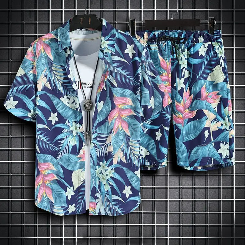 2 Pcs Casual Quick Dry Beach Suit For Men
