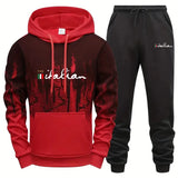 Fashion Mens Tracksuit Print Splash-ink Sweatshirt Sweatpants 2 Pcs Sets Sports Jogging Mens Clothing Casual Hoodies Sportswear