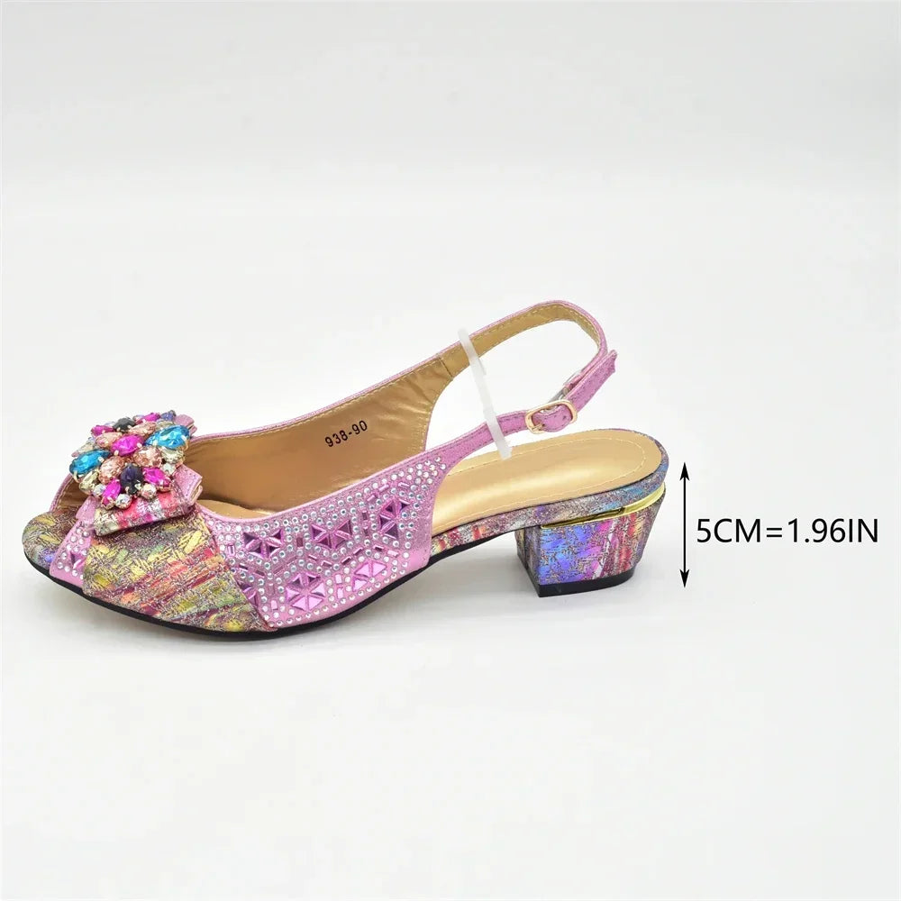 Fashion Italian Shoe and Bag Set with Rhinestone