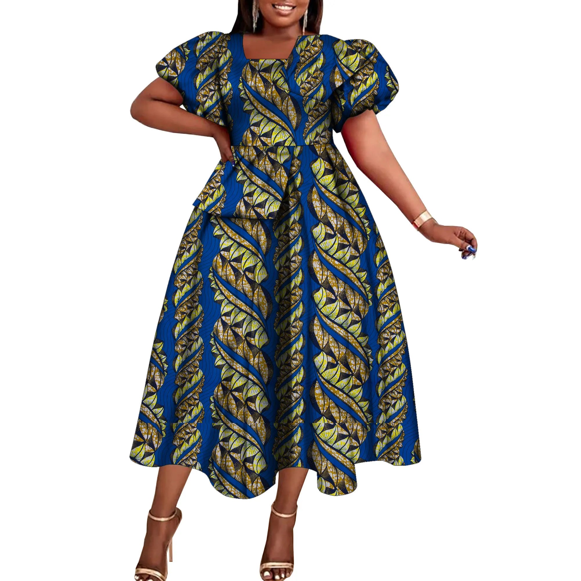 African female Short Sleeve Dresses Dashiki Party Clothes for Women WY10485