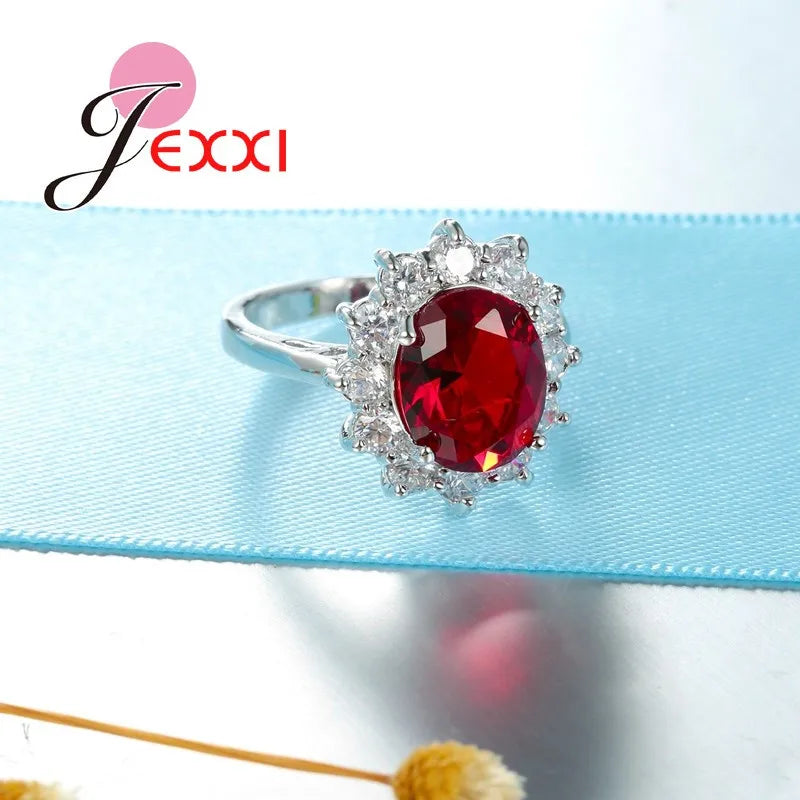 Elegant Fashion Sunflower 925 Sterling Silver Color Wedding Engagement Rings