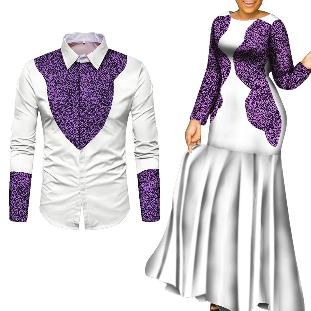 African Clothes for Couple African Clothing for Lovers Man's Woman's Long Party Maxi Dress WYQ