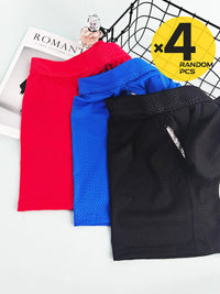 2pcs/3pcs/4pcs Long Leg Boxer Shorts for Men in Breathable Mesh Fabric Sport Underwear Randomly