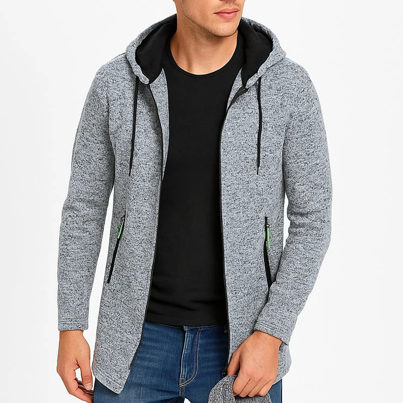 Men Zipper Long Sleeve Casual Hoodie