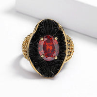 Exaggerated Irregular Black Gold Ring