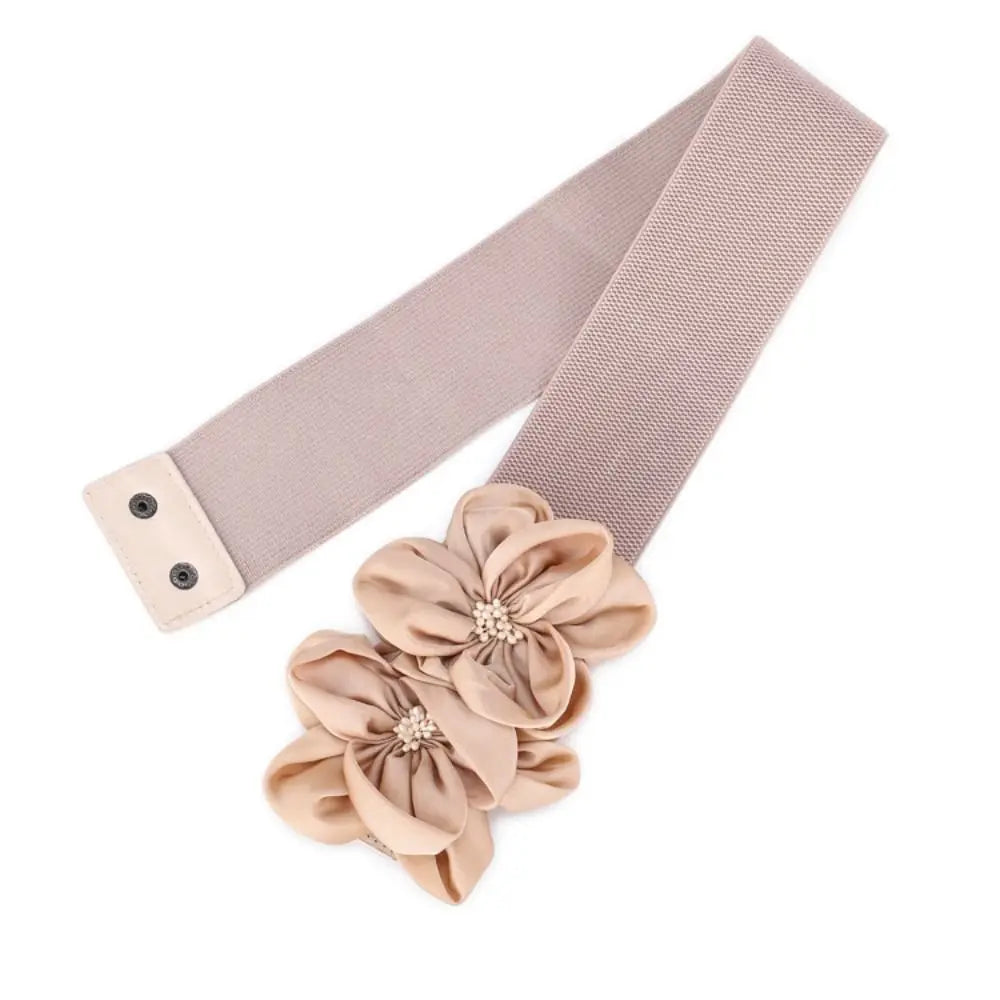 Women Fashion Floral Wide Elastic Belt Casual Trendy Waist Band Chic Ladies Dress Cummerbands Skirt Dress Coat Decor Accessories