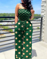 Casual Polka Dot Off Shoulder Jumpsuits
