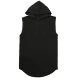 Men Tie Collar Hooded Sleeveless Vest